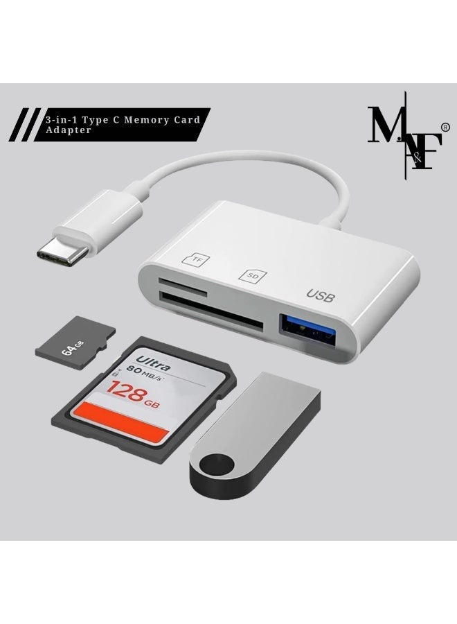 M.A&F's USB-C SD/TF MicroSD + USB 2.0 Card Reader, 3-in-1 Type C Memory Card Adapter for iPhone 17 Pro Max, 2022-2016 MacBook Pro 15/16, M1 M2 Mac Air/iPad Pro, for Samsung Galaxy, for Google Pixel - Image 1
